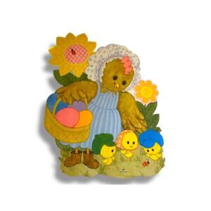 Vintage Hallmark Easter Diecut Decor Hen Chicks 12" 35EHD 7-2
